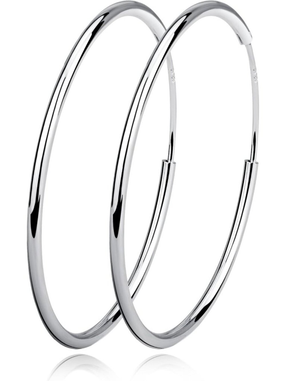 Sterling Silver Big Hoop Earrings - Endless Circle Design, Fashion Jewelry for